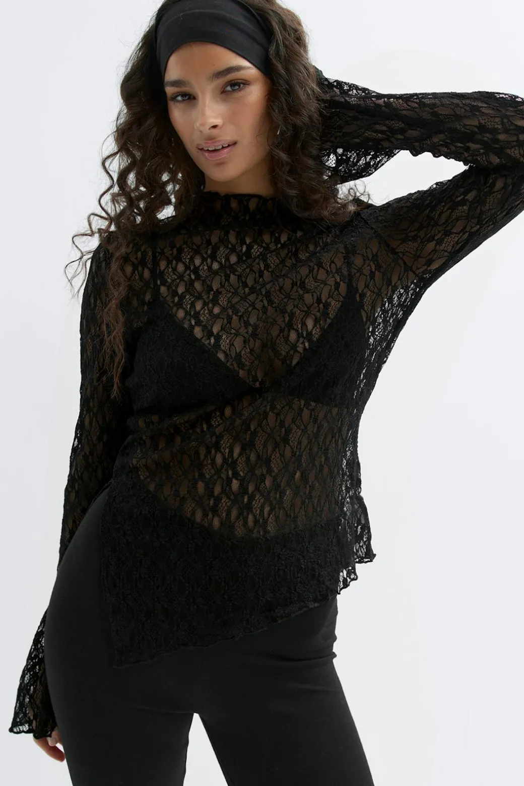 Asymmetric lace top