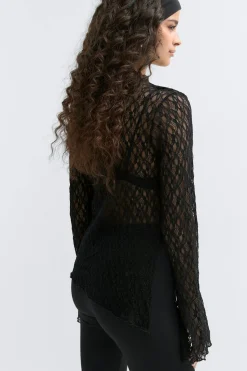 Asymmetric lace top