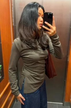 Asymmetric long sleeve top