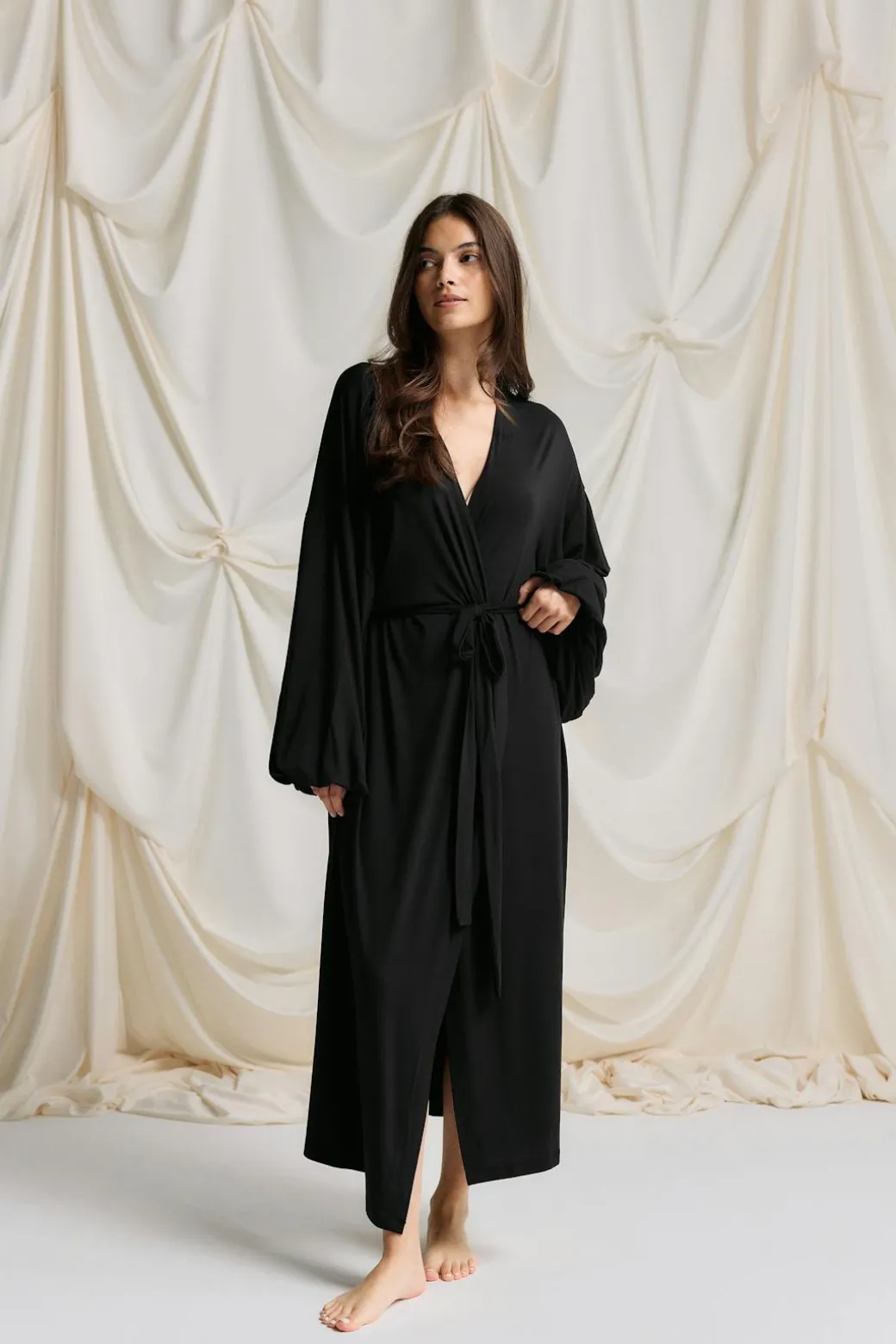 Balloon sleeve loungewear robe