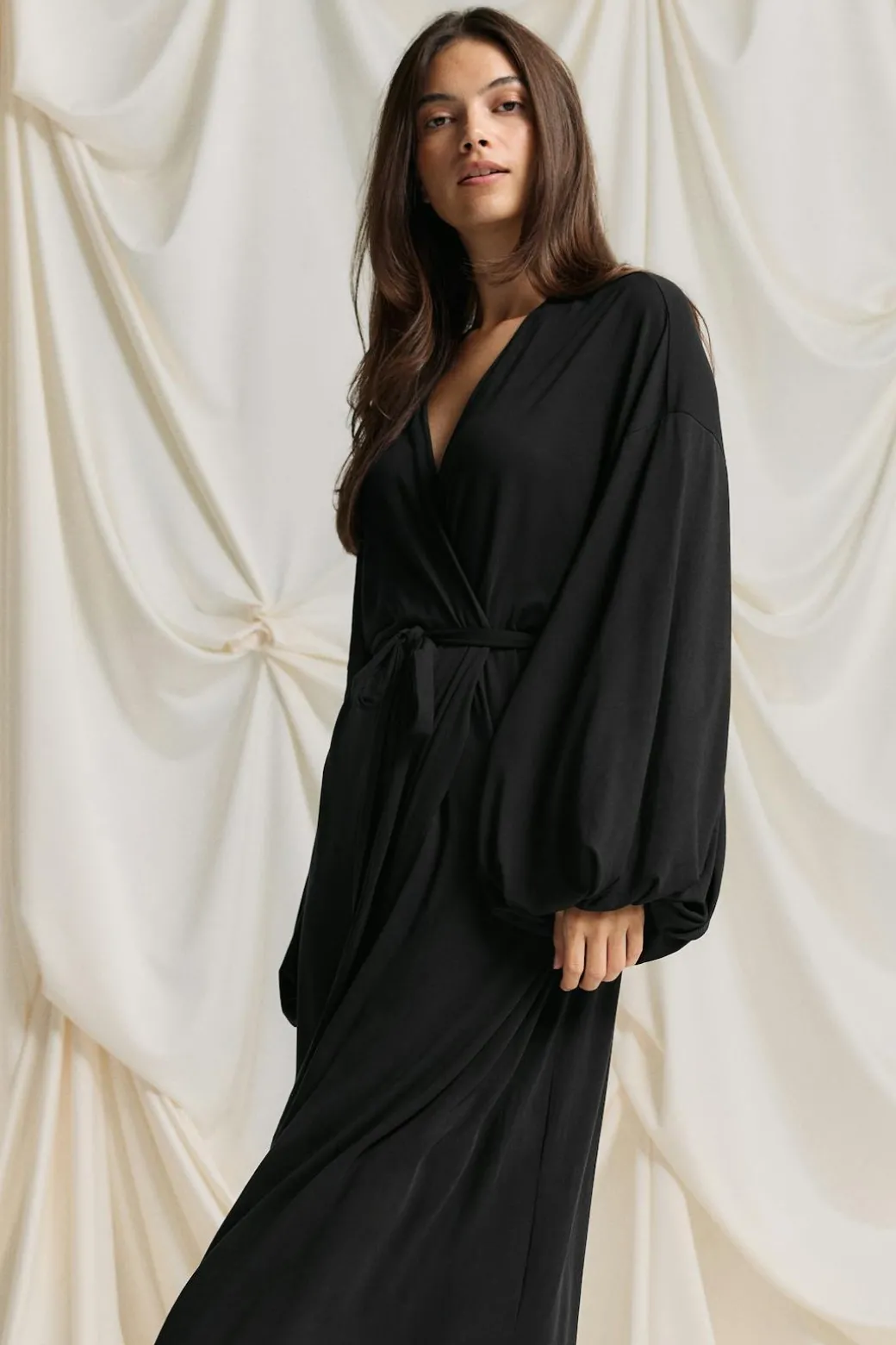 Balloon sleeve loungewear robe