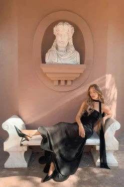 Bandeau frill maxi dress