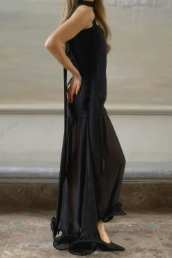 Bandeau frill maxi dress