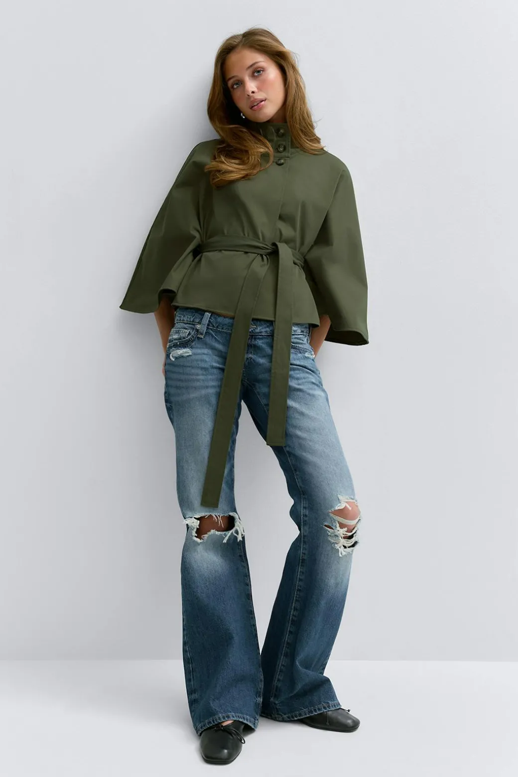 14+ belted trench cape