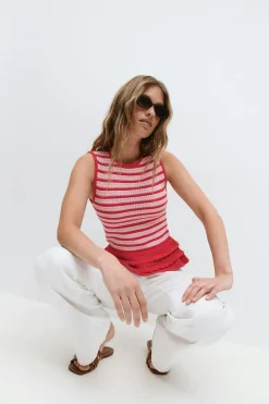 Crochet knitted peplum top