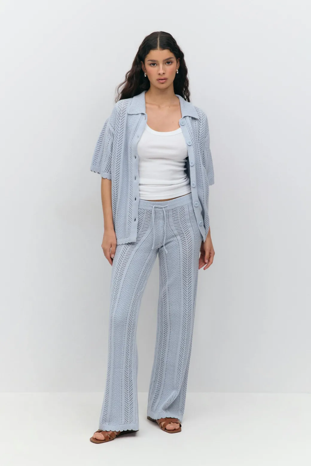 Crochet stripe trousers
