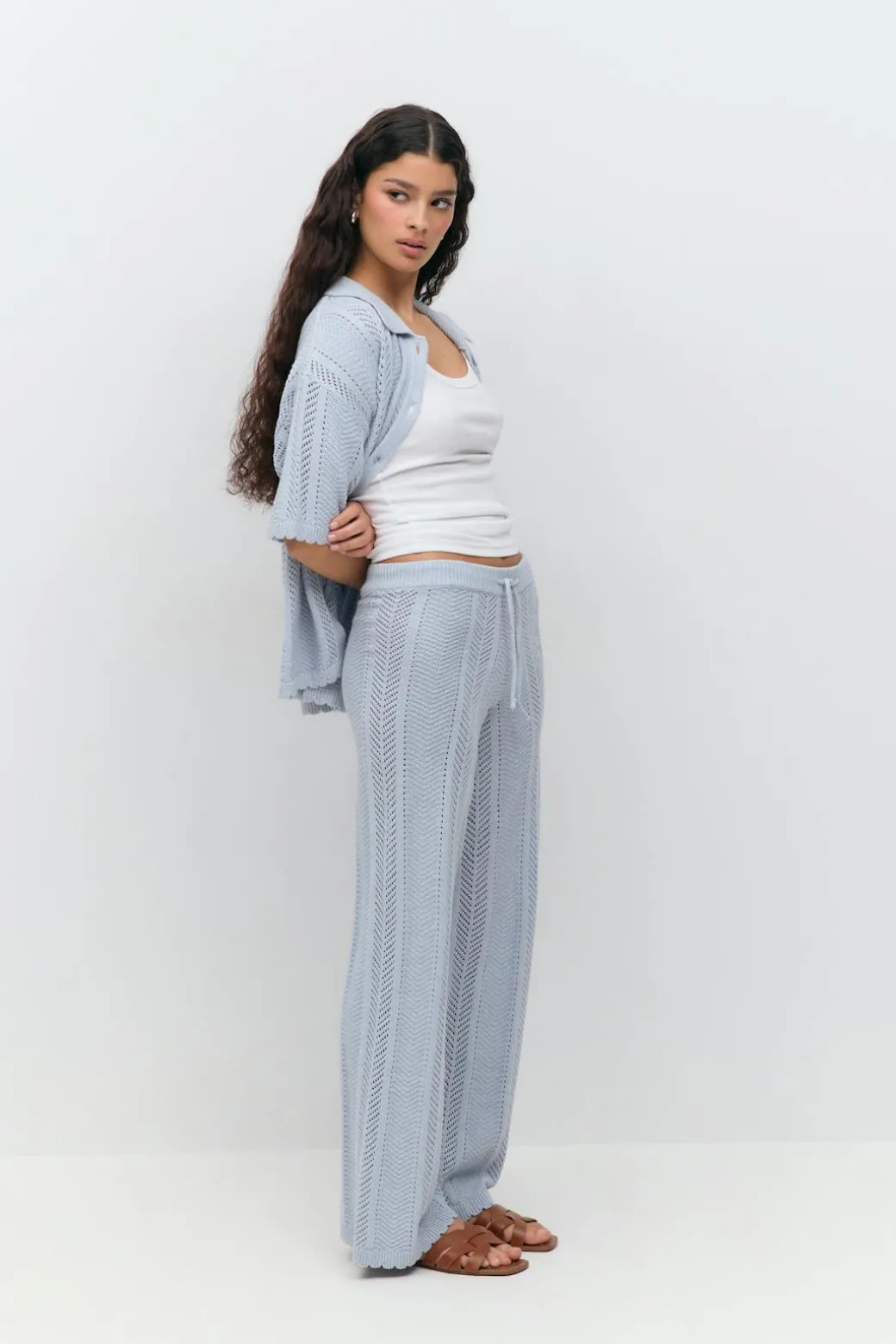 Crochet stripe trousers