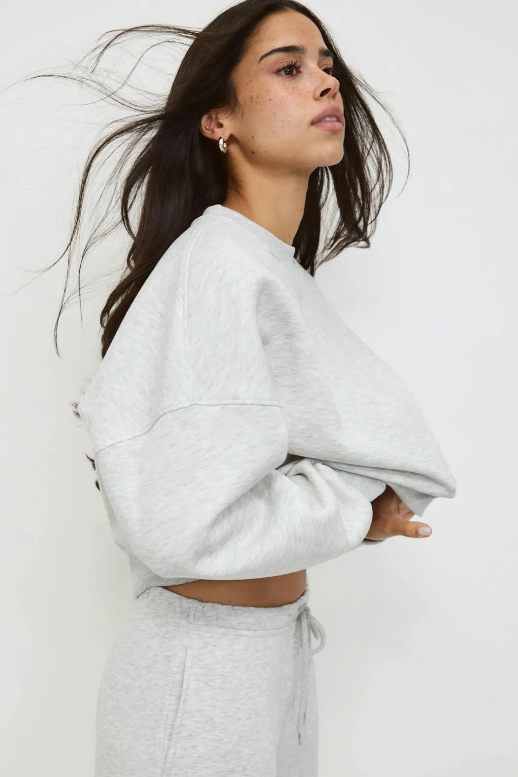 Crop crewneck sweater