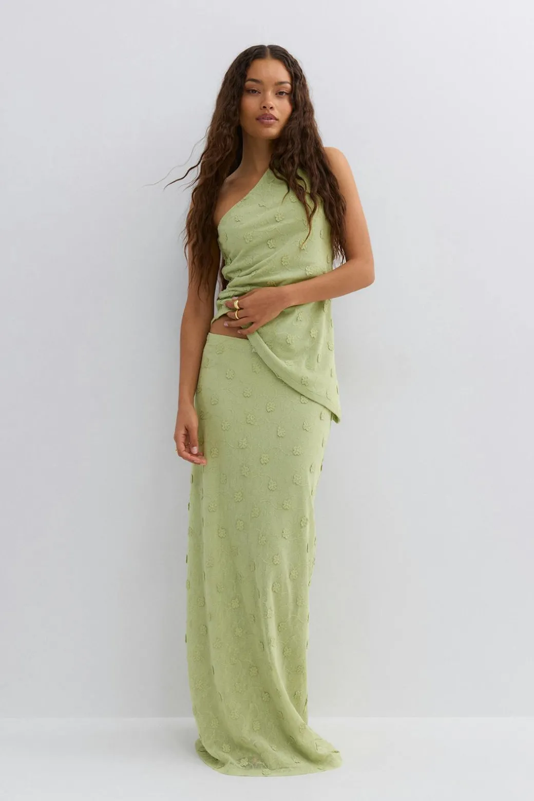 3d floral maxi skirt