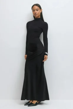 Draped satin maxi dress