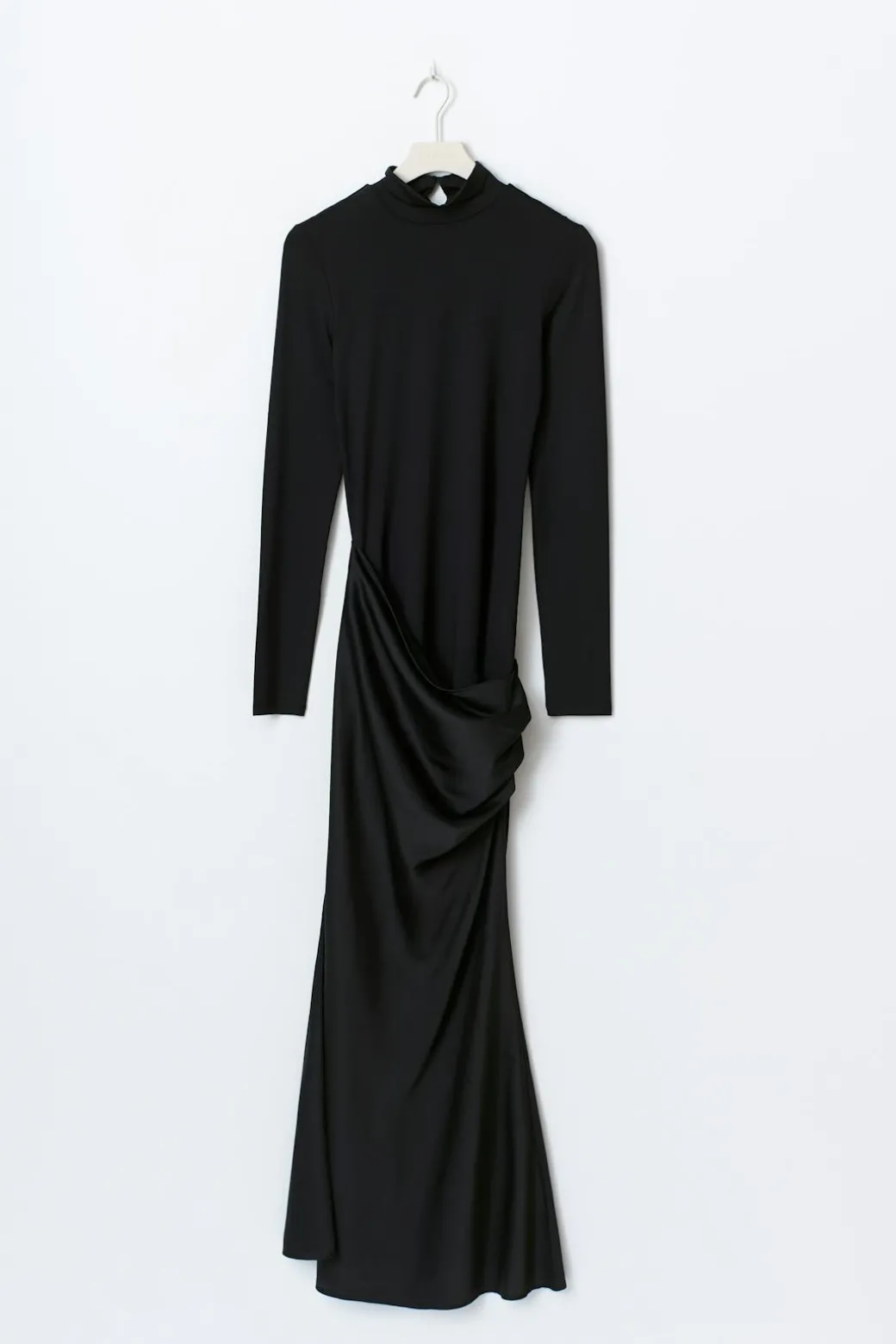 Draped satin maxi dress