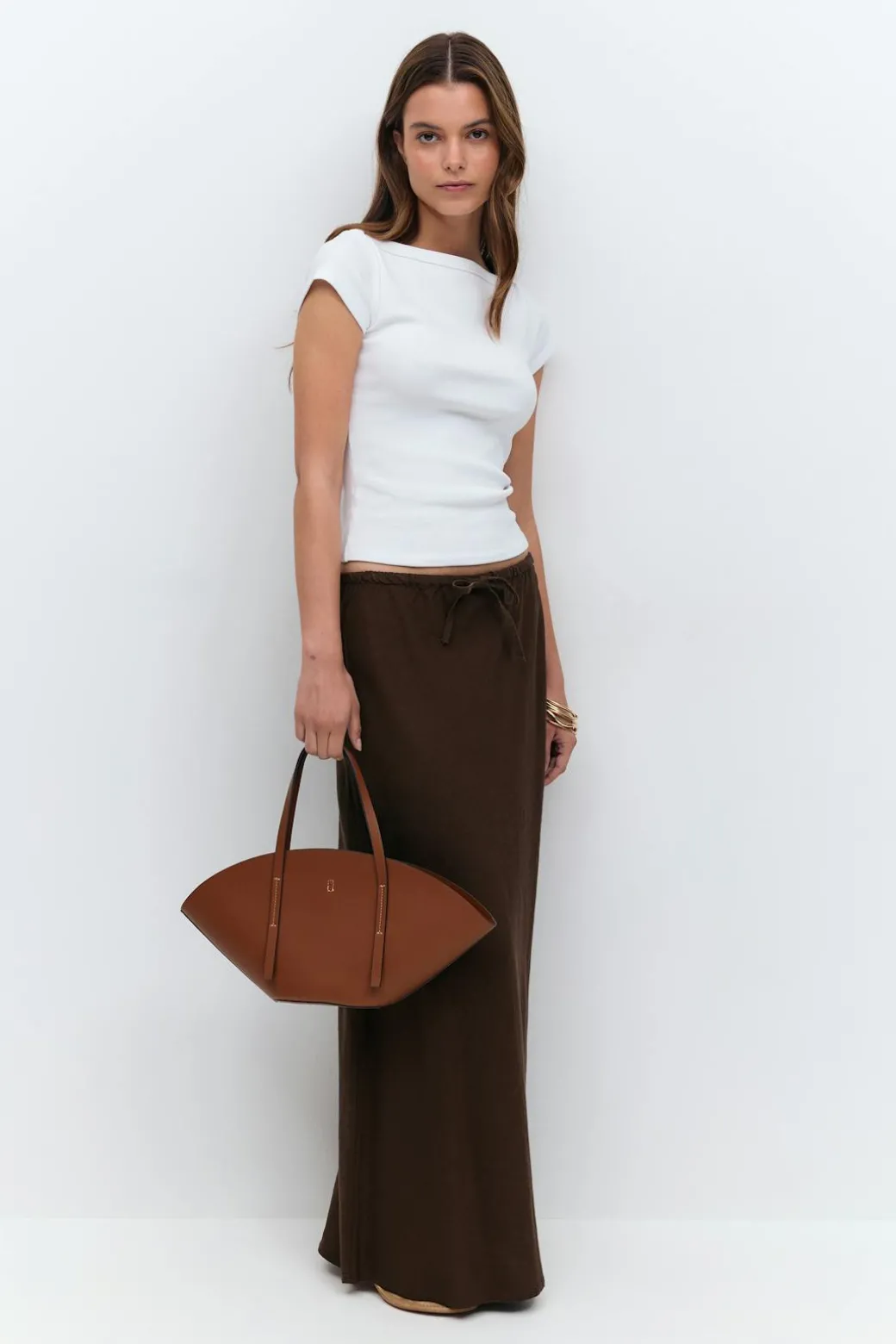 Drawstring maxi skirt