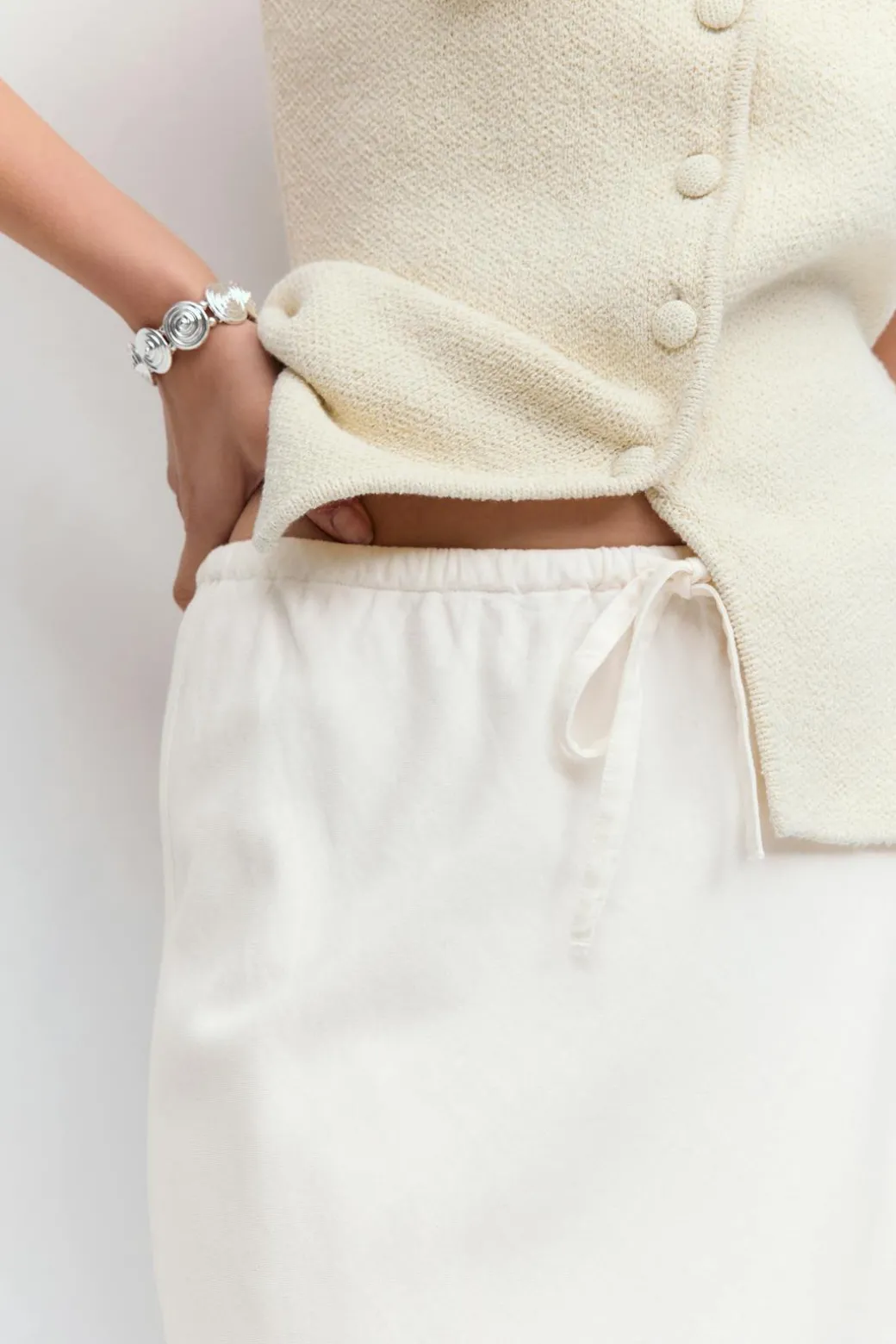 Drawstring maxi skirt