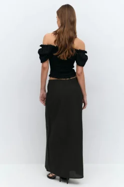 Drawstring maxi skirt