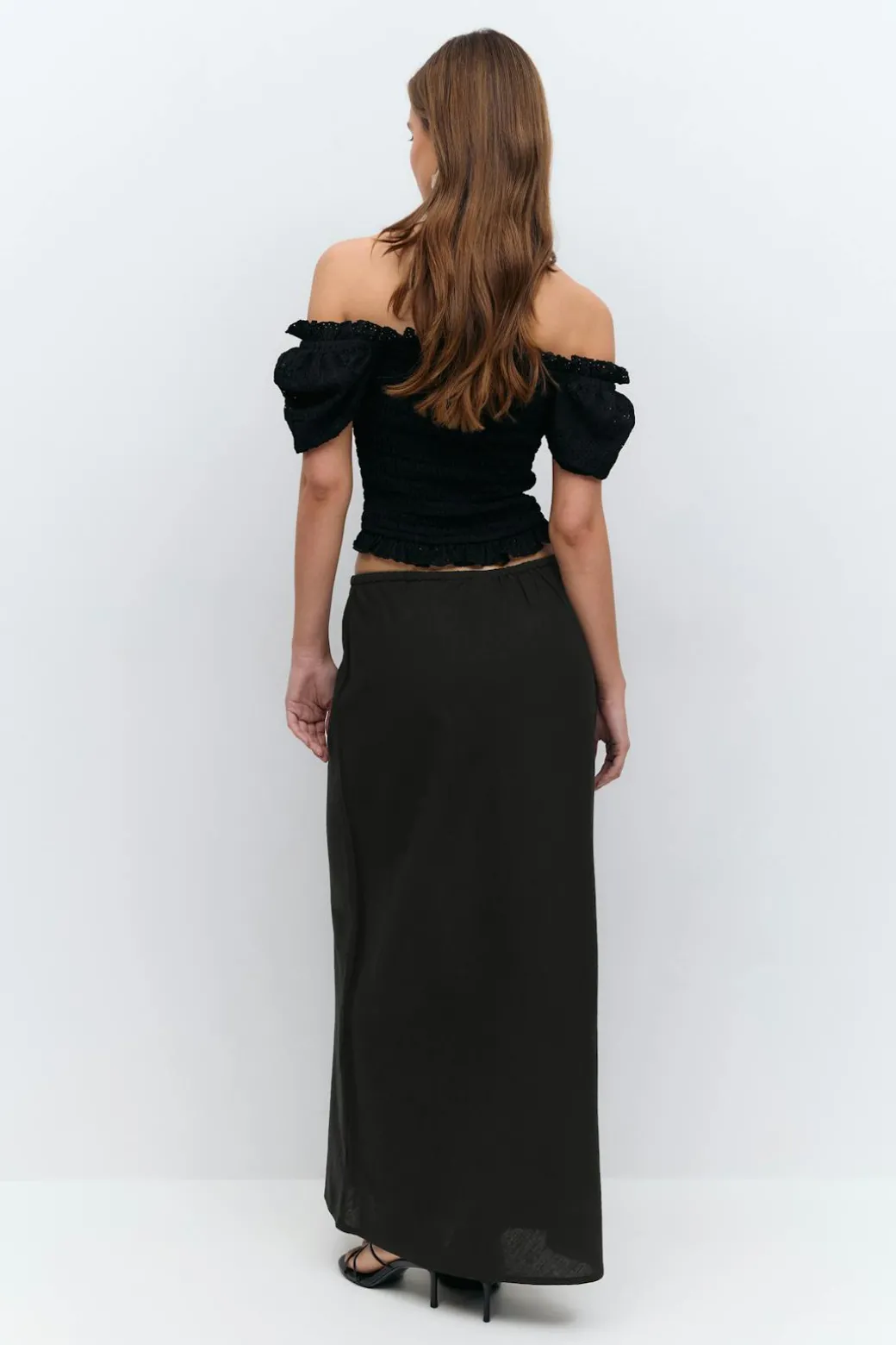 Drawstring maxi skirt