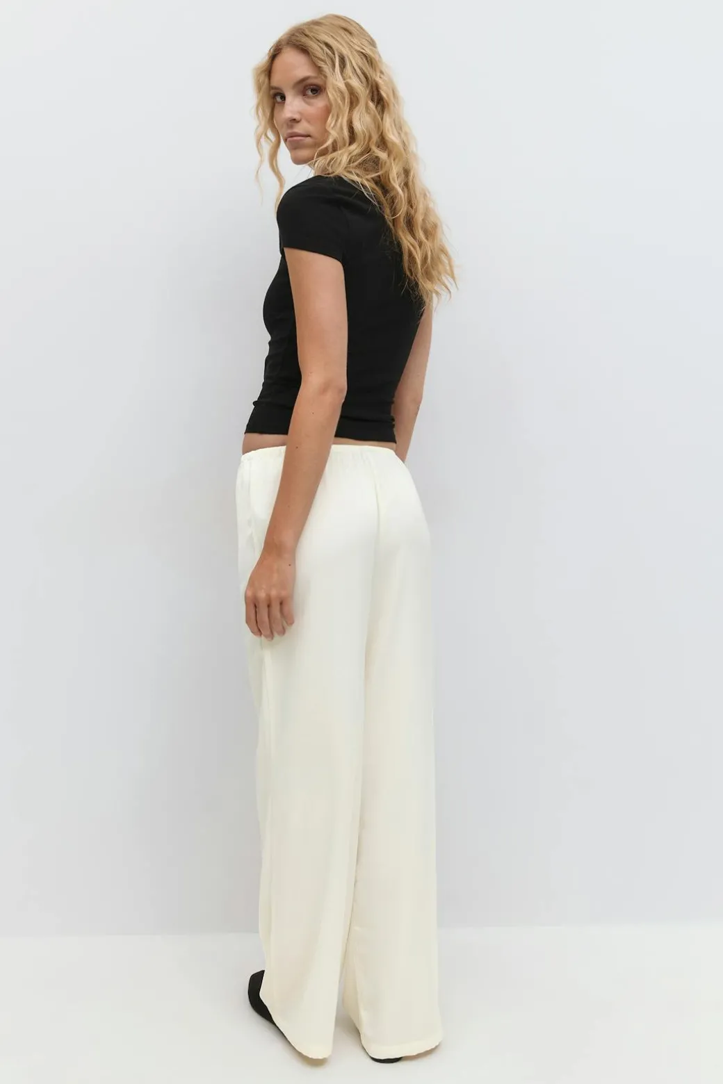 Drawstring satin trousers