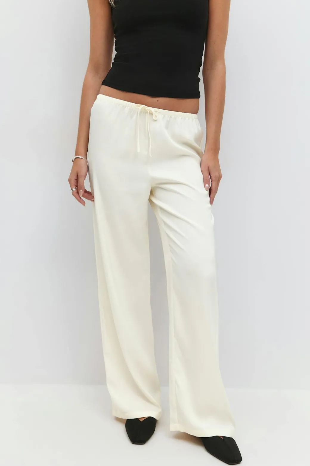 Drawstring satin trousers