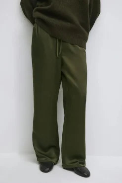 Drawstring satin trousers