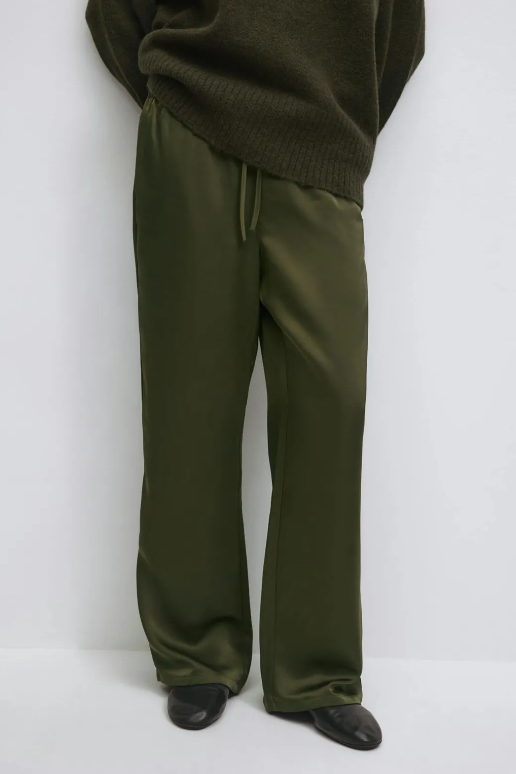 Drawstring satin trousers