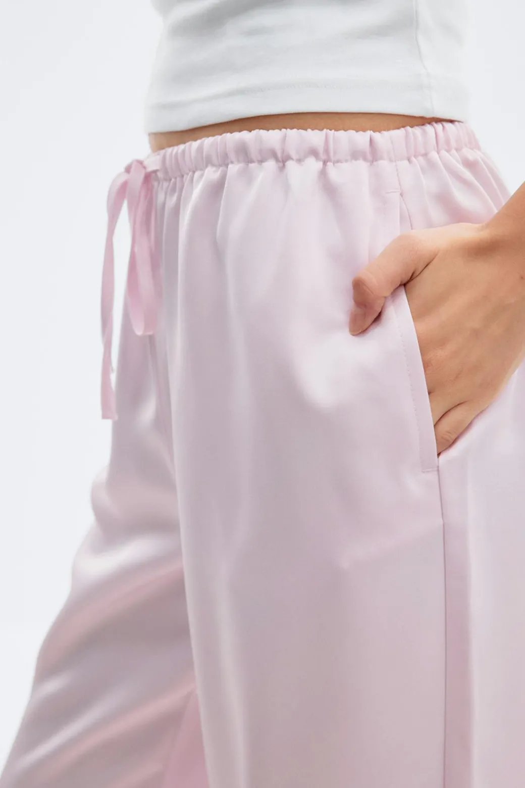 Drawstring satin trousers