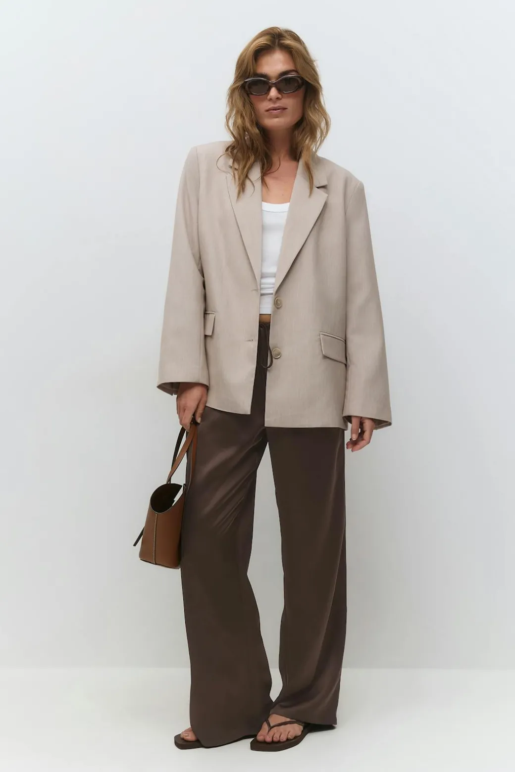 Drawstring satin trousers