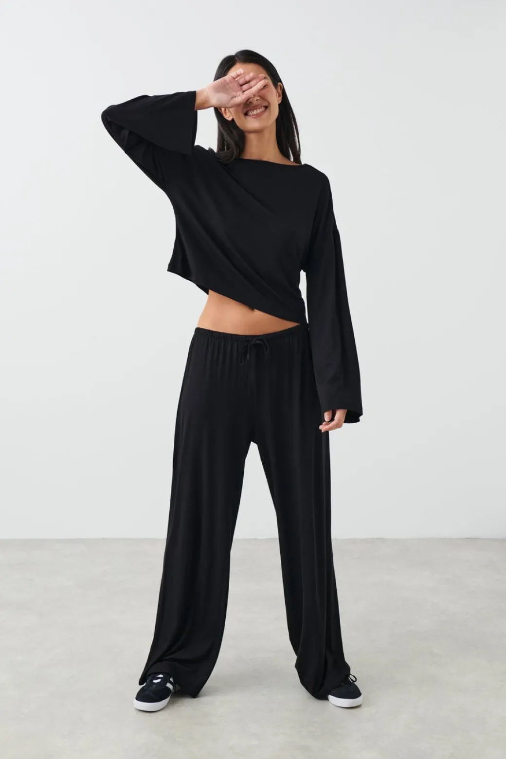 drawstring wide trousers