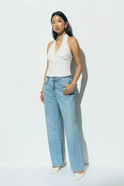 Embroidery halter neck top