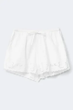 Embroidery poplin shorts