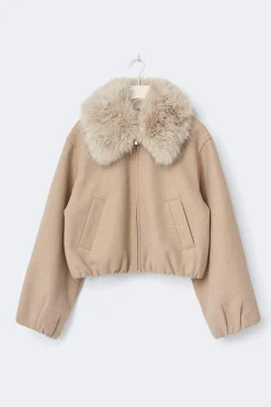 Faux fur collar jacket