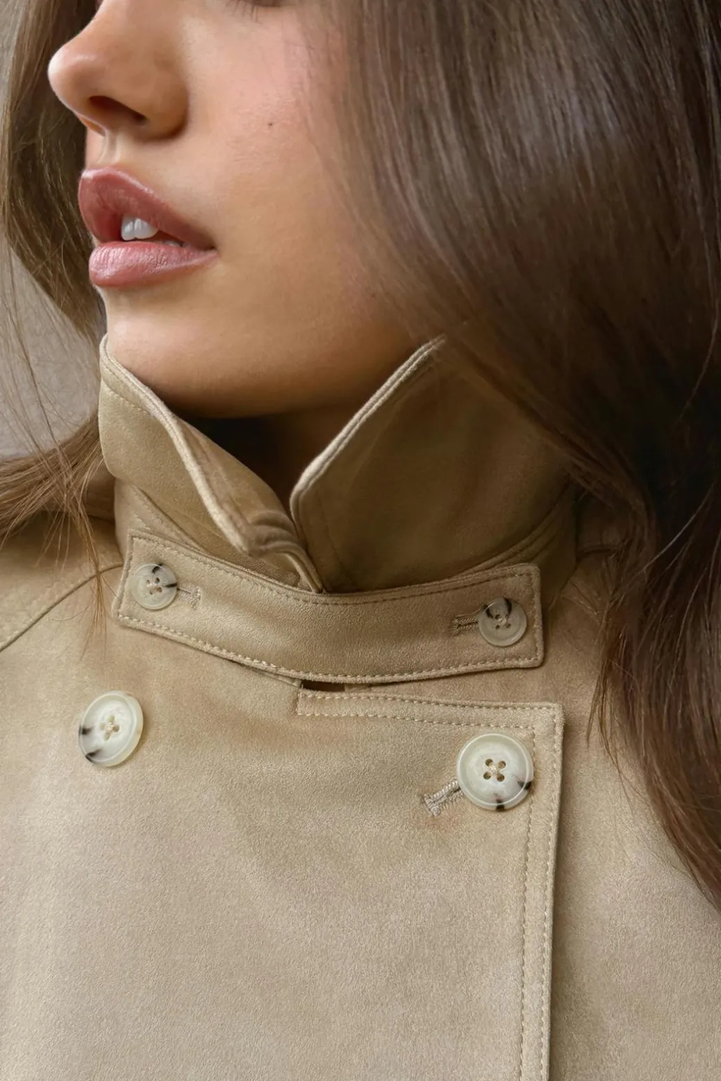 Faux suede belted jacket