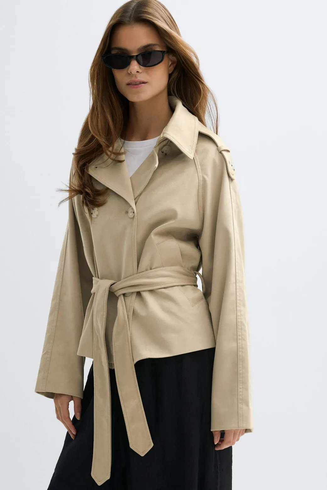 Faux suede belted jacket