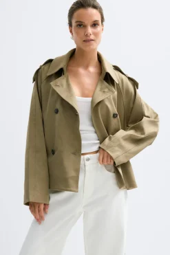Faux suede belted jacket