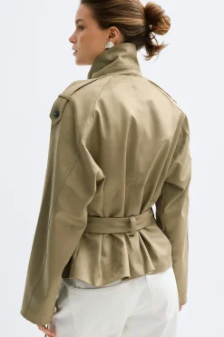 Faux suede belted jacket