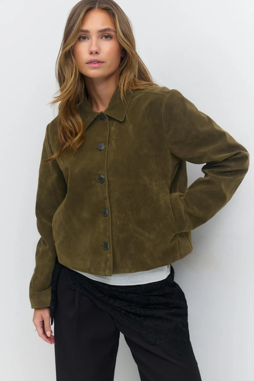 Faux suede short jacket