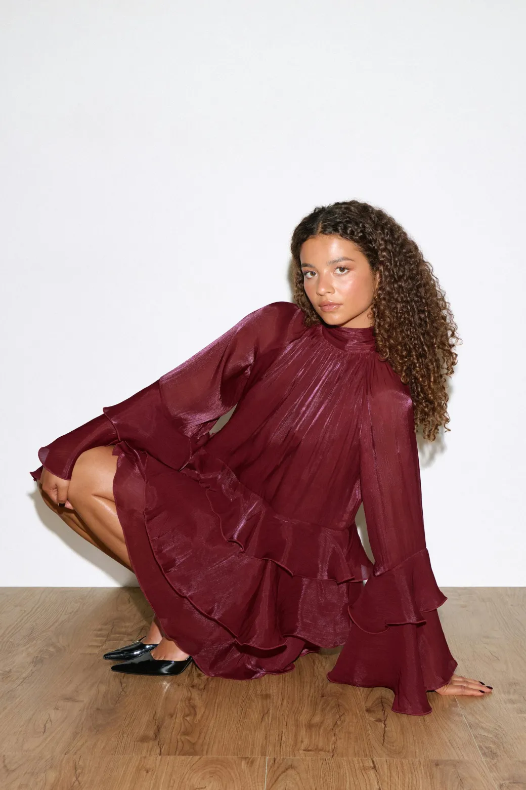 Flowy frill mini dress