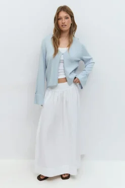 Folded sleeve knitted cardigan