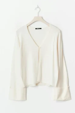 Folded sleeve knitted cardigan