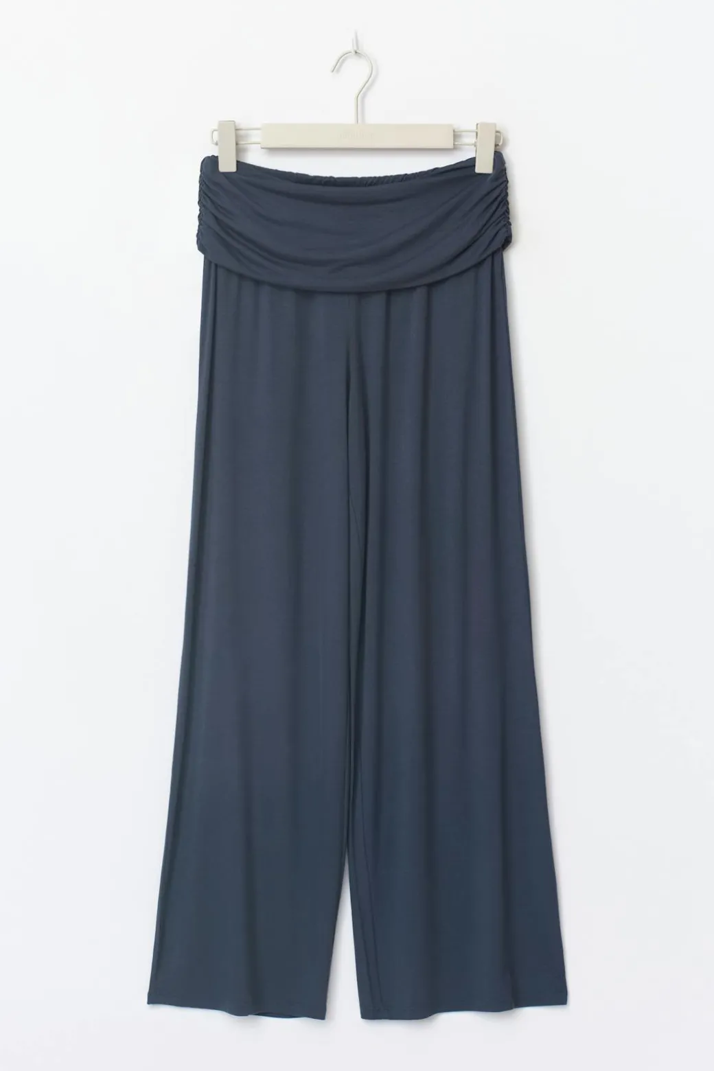 Folded wide yoga trousers