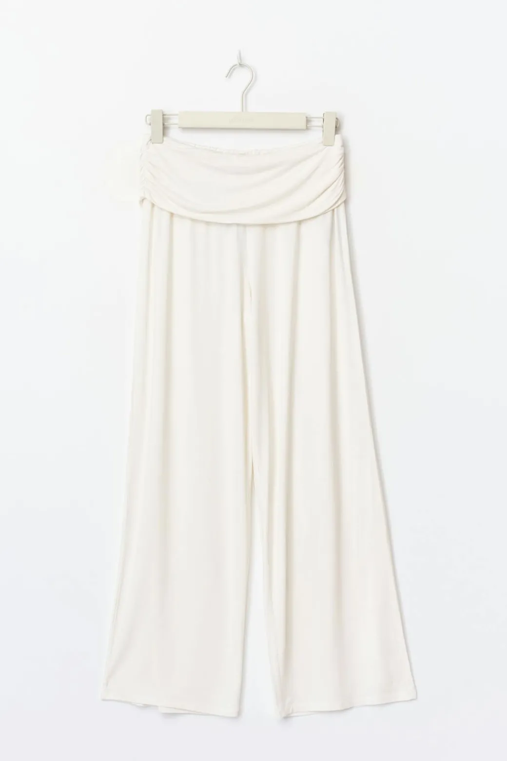 Folded wide yoga trousers