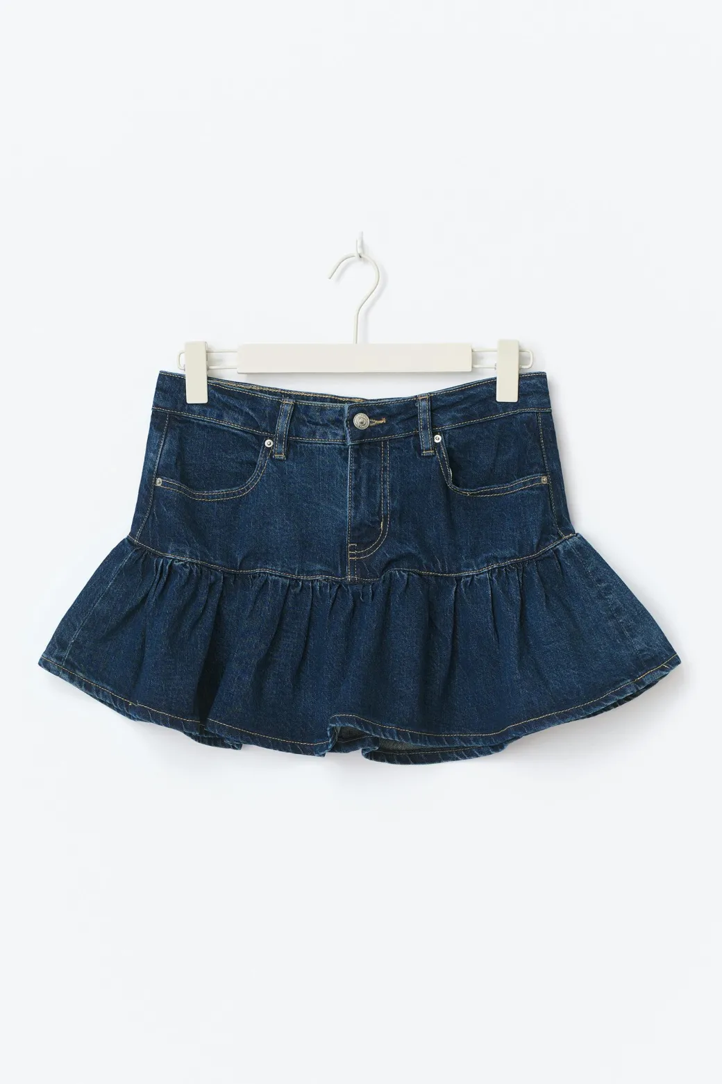 Frill denim skirt