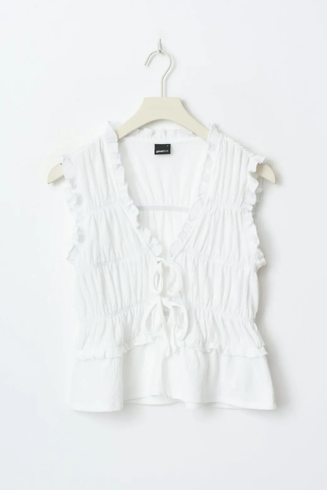 Frill tie front top