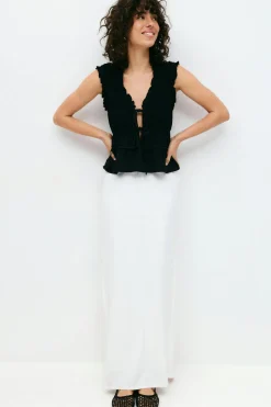 Frill tie front top