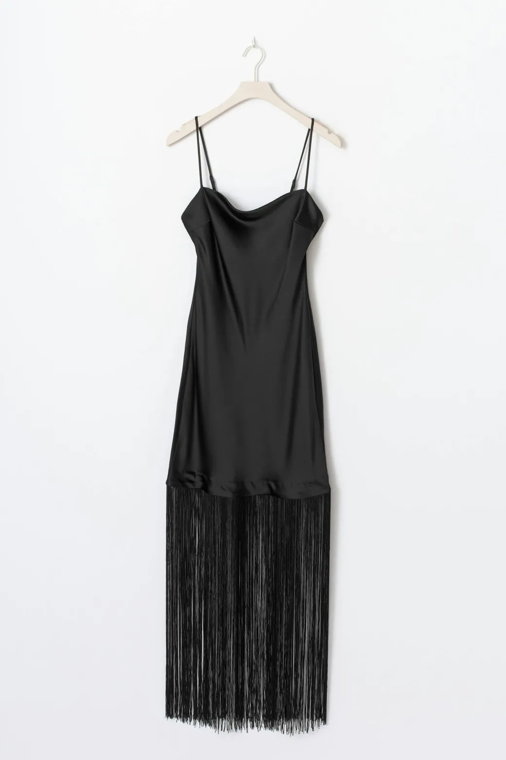 Fringe satin maxi dress