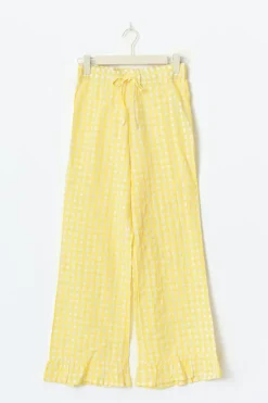 Gingham seersucker trousers