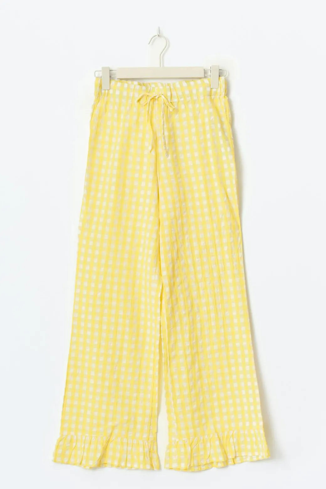 Gingham seersucker trousers