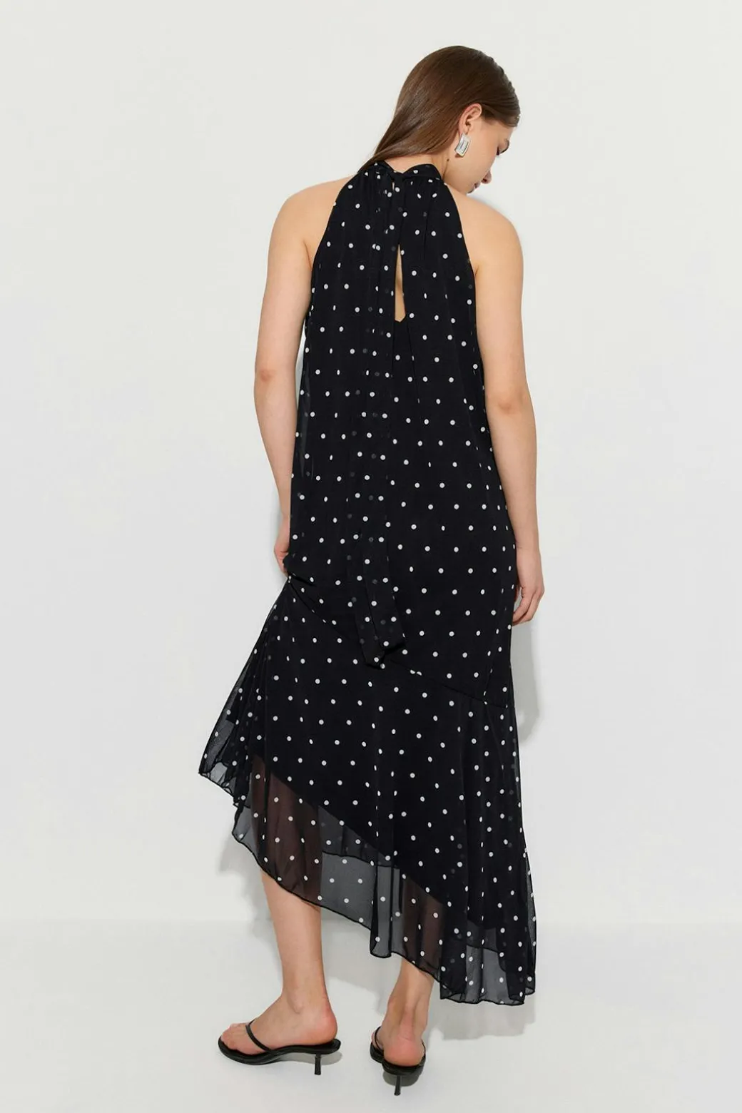 Halterneck asymmetric dress
