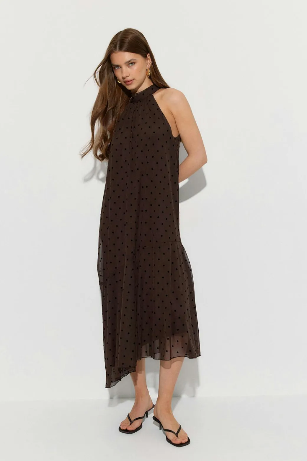Halterneck asymmetric dress