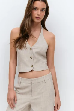 Halterneck tailored vest