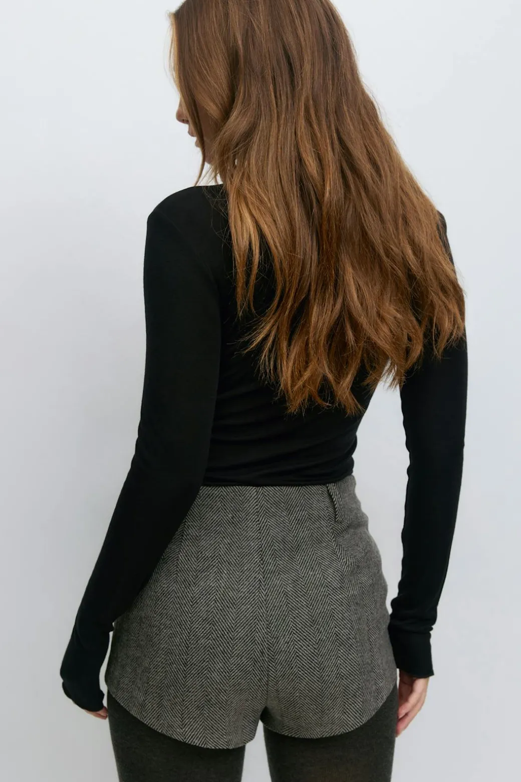 Herringbone mini shorts