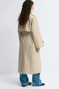 High neck cotton trench coat